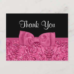 Carte Postale Chic rose et Rose noir Merci floral