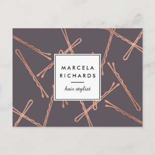Carte Postale Chic Rose Gold Bobby Pins Coiffeur Styliste Salon