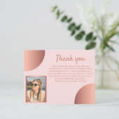 Carte Postale Chic Rose Gold Metallic Photo Anniversaire Merci (Debout devant)