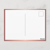 Carte Postale Chic Rose Gold Metallic Photo Anniversaire Merci (Dos)