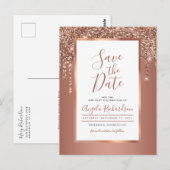 Carte Postale Chic Rose Gold Paillet Scintillement Gouttes Save  (Devant / Derrière)