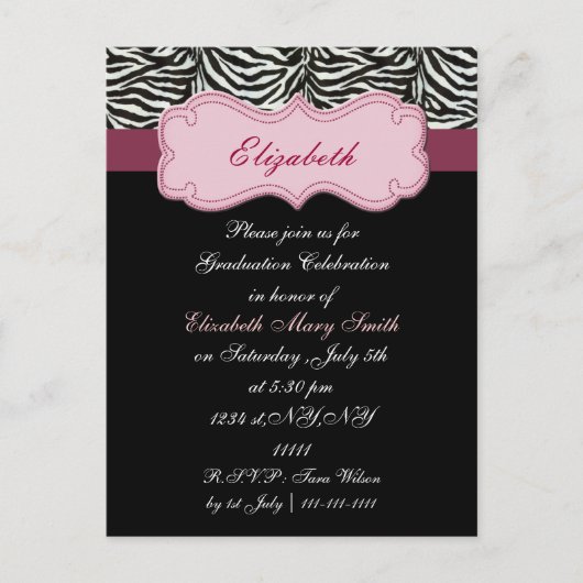Carte Postale chic rose Graduation party Invitation (Devant)