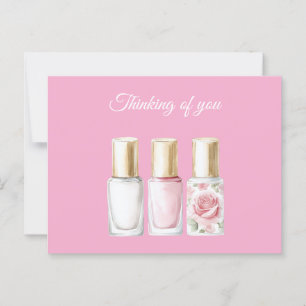Carte Postale Chic Rose Rose Floral ongle polonais Penser de vou