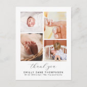 Carte Postale Chic Script 4 Collage de photos Baby Shower Remerc (Devant)