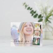 Carte Postale Chic Script 4 Photo Collage Merci de graduation (Debout devant)