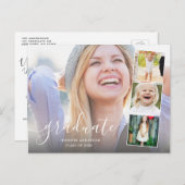 Carte Postale Chic Script 4 Photo Collage Partie de graduation (Devant / Derrière)