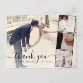 Carte Postale Chic Script 4 Photos Collage Mariage Merci (Devant)