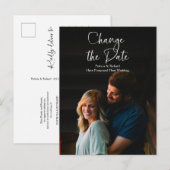 Carte Postale Chic Script Changement de Date Mariage Reporté (Devant / Derrière)