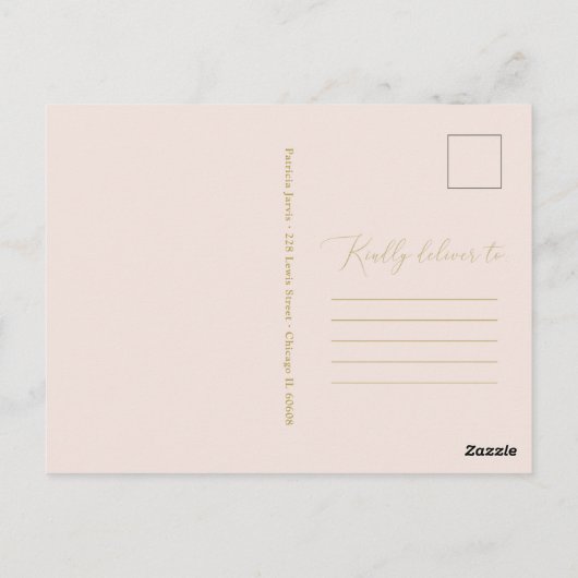 Carte Postale Chic Script Grad Faire-part Festive Gold Parties s (Dos)