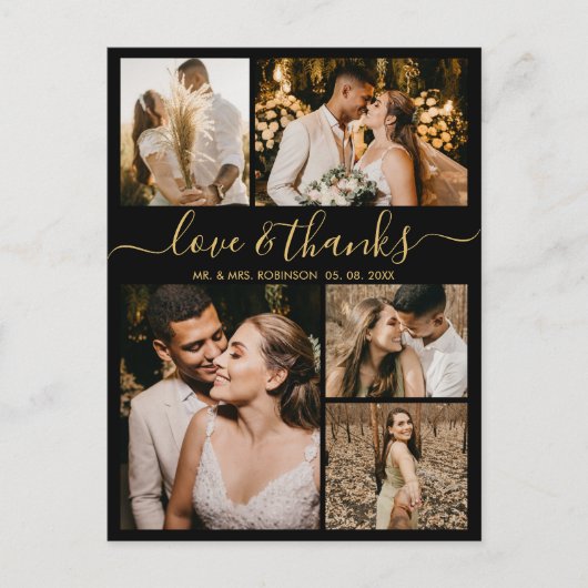 Carte Postale Chic Script Love et Merci Mariage Merci (Devant)