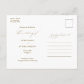 Carte Postale Chic Script Wedding Enregistrer La Date 3 Photo Co (Dos)