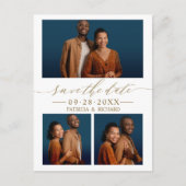 Carte Postale Chic Script Wedding Enregistrer La Date 3 Photo Co (Devant)