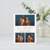Carte Postale Chic Script Wedding Enregistrer La Date 3 Photo Co (Debout devant)