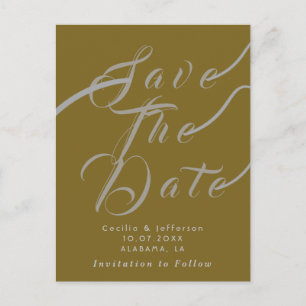 Carte Postale Chic Script Wedding Enregistrer la date Faire-part