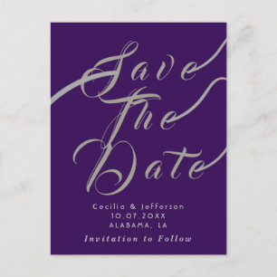 Carte Postale Chic Script Wedding Enregistrer la date Faire-part