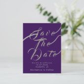 Carte Postale Chic Script Wedding Enregistrer la date Faire-part (Debout devant)