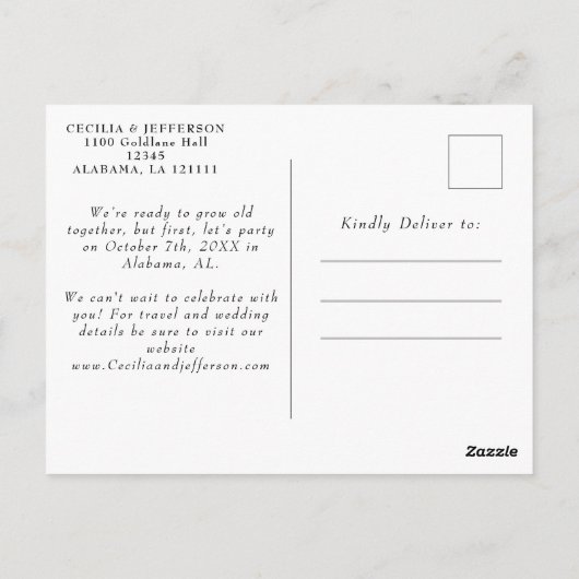 Carte Postale Chic Script Wedding Enregistrer la date Faire-part (Dos)
