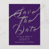Carte Postale Chic Script Wedding Enregistrer la date Faire-part (Devant)