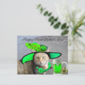 CARTE POSTALE CHIC ST.PATRICK'S DAY CAT, ROSES VERTS, BIÈRE IRLA (Debout devant)