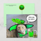 CARTE POSTALE CHIC ST.PATRICK'S DAY CAT, ROSES VERTS, BIÈRE IRLA (Devant / Derrière)