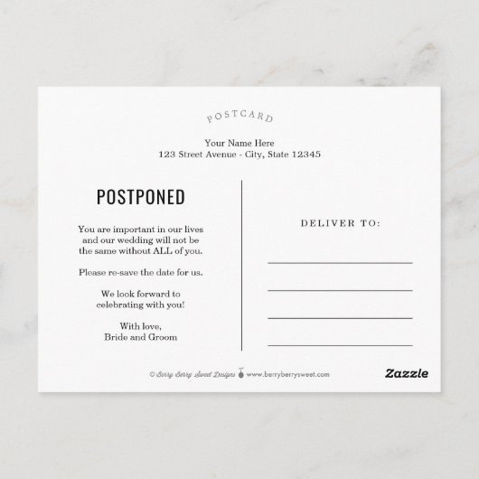 Carte Postale Chic Strokes EDITABLE COULEUR Modifier La date (Dos)