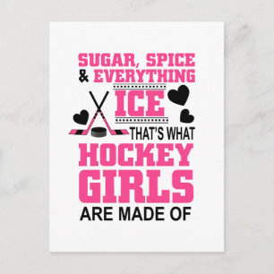 Carte Postale chic sucre et épices filles hockey sur glace