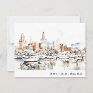 Carte Postale Chic Tampa Floride Skyline Aquarelle Voyage