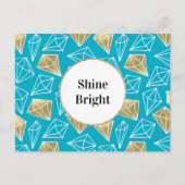 Carte Postale Chic Turquoise Aqua Blue Gold Diamonds (Devant)