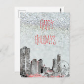 Carte Postale Chicago 2021 Skyline Joyeuses Fêtes (Devant / Derrière)