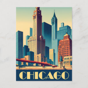 Carte Postale Chicago, City Skyscrapts, Voyage