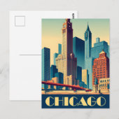 Carte Postale Chicago, City Skyscrapts, Voyage (Devant / Derrière)