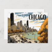 Carte postale Chicago de style vintage (Devant / Derrière)