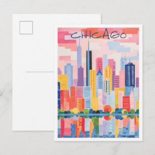 Carte Postale Chicago États-Unis Voyage Ville Esthétique