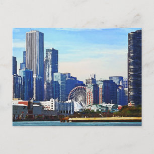 Carte Postale Chicago IL - Chicago Skyline et Navy Pier