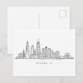 Carte Postale Chicago IL Cityscape Illustration (Devant / Derrière)