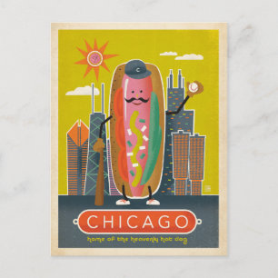 Carte Postale Chicago, IL - Hot Dog