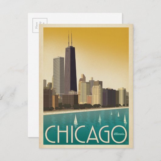 Carte Postale Chicago, IL - Skyline (Devant / Derrière)