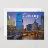 Carte Postale Chicago, Illinois À La Nuit États-Unis (Devant / Derrière)