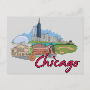 Carte Postale Chicago, Illinois Célèbre des États-Unis