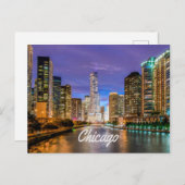 Carte Postale Chicago Illinois City La Nuit (Devant / Derrière)