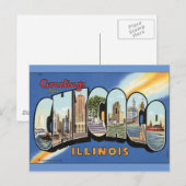 Carte postale Chicago Illinois de style vintage (Devant / Derrière)