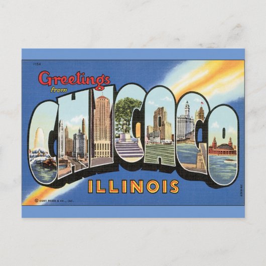 Carte postale Chicago Illinois de style vintage (Devant)