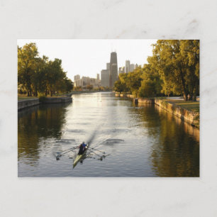 Carte Postale Chicago, Illinois, rameurs dans la lagune de Linco