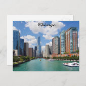Carte Postale Chicago Illinois River Skyline (Devant / Derrière)