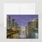 Carte Postale Chicago Illinois River Skyline pour Night Travel (Devant / Derrière)