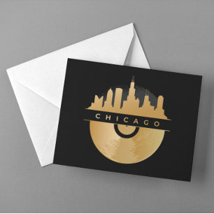 Carte Postale Chicago Illinois Skyline Golden Vinyl Chic