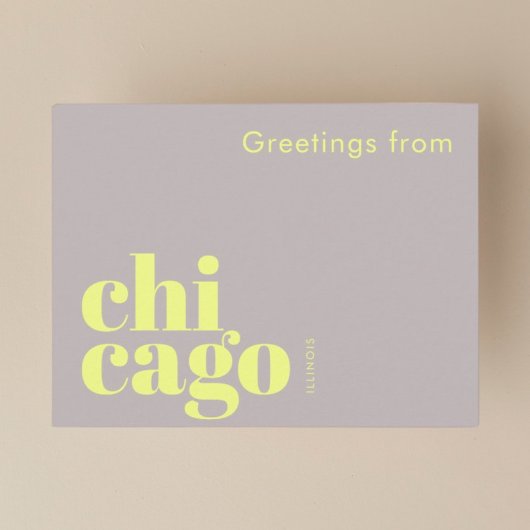 Carte Postale Chicago Illinois typographique moderne 