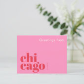 Carte Postale Chicago Illinois typographique rose (Debout devant)