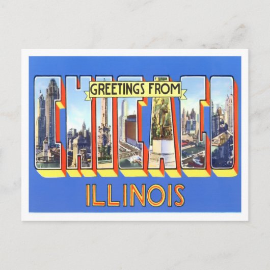 Carte postale Chicago, Illinois Vintage Big Letter (Devant)