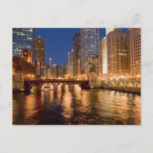 Carte Postale Chicago, Illinois, vue panoramique et rivière Chic